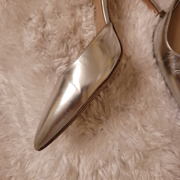 J. CREW SILVER METTALLIC STILETTO ANKLE STRAP POINTY TOE PUMP! - Picture 5 of 9